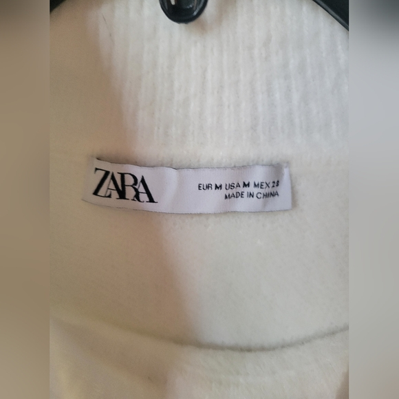 Zara Soft Knit Cropped Mock Neck Sweater Soft White Size Medium - Picture 2 of 8